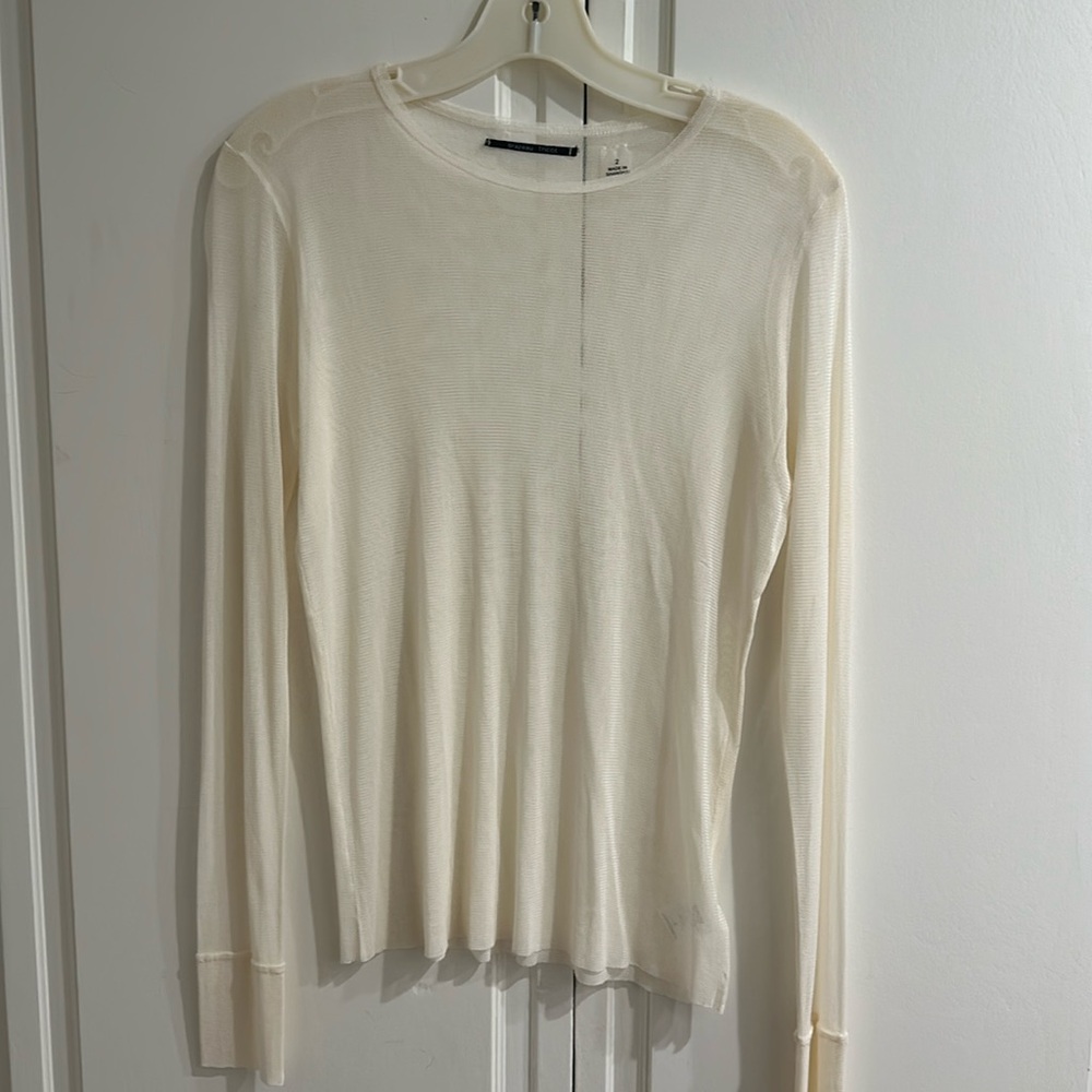 Brazeau Tricot Cream silk Tulle sheer top for layering or see-through